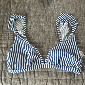J. Crew Blue and White Striped bikini top